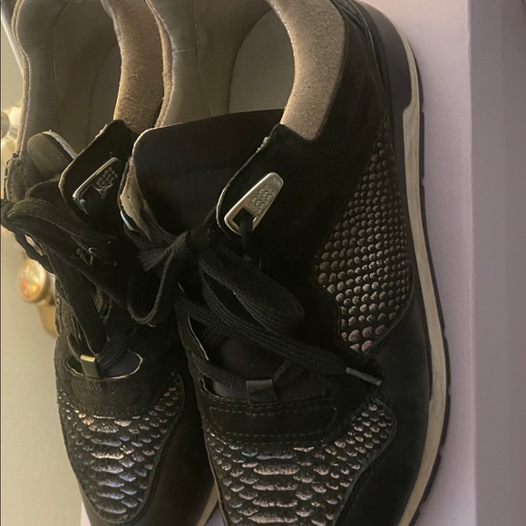 Geox Women's Black and Metallic Sneakers - Picture 2 of 3